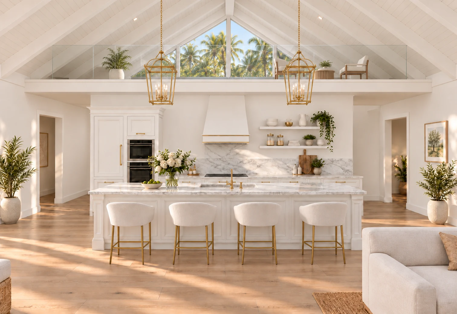 The kitchen and mezzanine · architectural visualisation